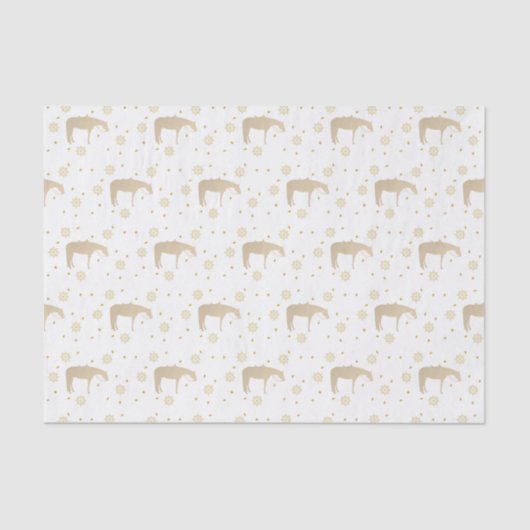 休日の羊皮紙の金ゴールドの白い西部の馬 薄葉紙 (正面)