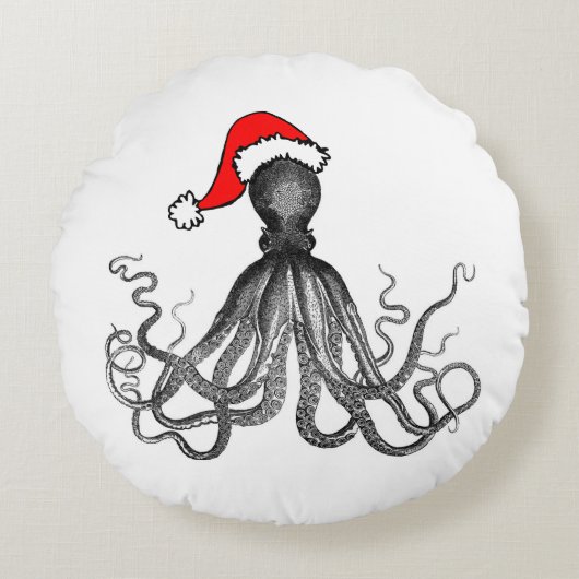 休日の航海のなSteampunkのタコのヴィンテージKraken ラウンドクッション (正面)