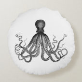 休日の航海のなSteampunkのタコのヴィンテージKraken ラウンドクッション (裏面)