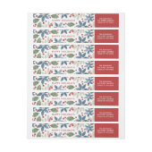 休日の花柄の差出人住所ラベル ラップアラウンドラベル (シート)