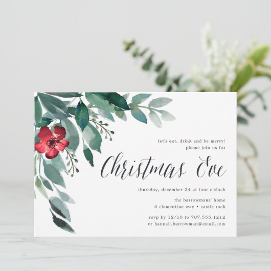 休日の花 |クリスマスイブディナー招待状 招待状 (スタンド正面)