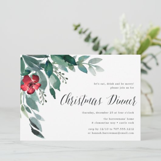 休日の花 |クリスマスディナー招待状 招待状 (スタンド正面)