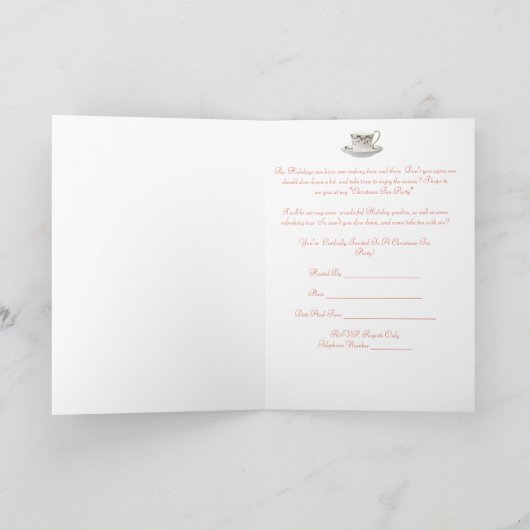 休日の茶パーティの招待状のヴィンテージの女性 招待状 (内部)