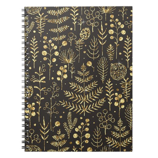 休日の葉ヴィンテージパイン円錐パターン ノートブック (正面)