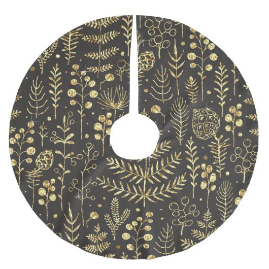 休日の葉ヴィンテージパイン円錐パターン ブラッシュドポリエステルツリースカート (正面)