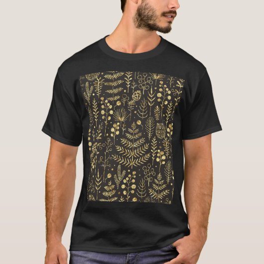 休日の葉ヴィンテージパイン円錐パターン Tシャツ (正面)