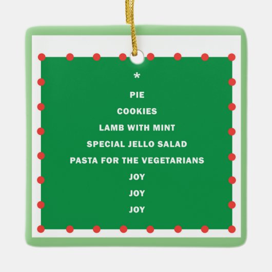 休日の言葉を使ったセラミッククリスマスオーナメント セラミックオーナメント (正面)