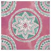 休日の赤いおよび緑の強大な円形浮彫りの曼荼羅 ファブリック (見本)