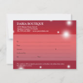 休日の赤いグロー小売ビジネスギフト証明書 (裏面)