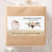 休日の金ゴールドきらびやかな自家製カップケーキのパッケージ ラベル (インサイチュ)