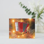 休日の金ゴールド背景に赤いアコーディオン (スタンド正面)