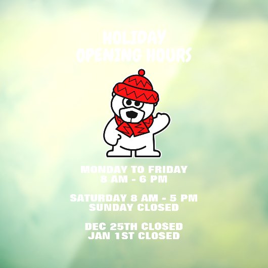 休日の開店時間ショップサインウィンドウの固定 ウィンドウサイン (シート3)