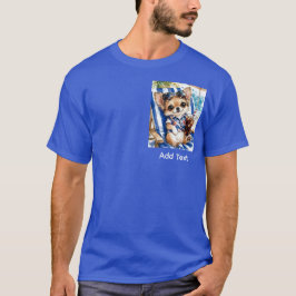 休日の雄のチワワ ビーチリラクゼーション (B ブルー) Tシャツ