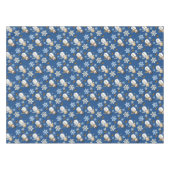 休日の雪だるまの雪片の青 テーブルクロス (正面(横))