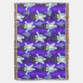 休日の雪だるま踊りザスノーブルークリスマス スローブランケット (正面縦)