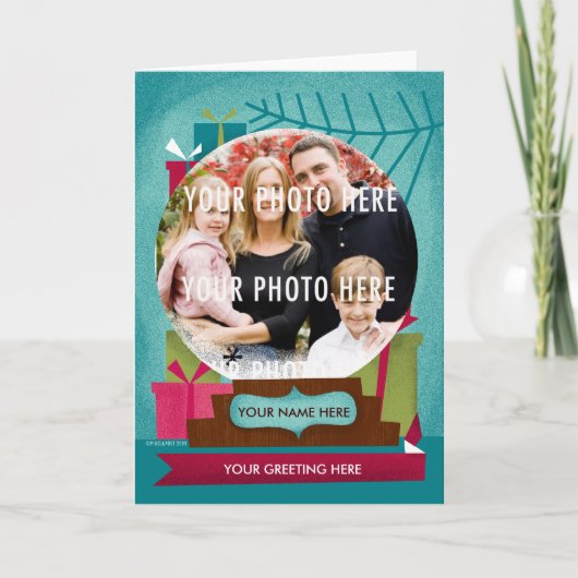 休日の雪の地球: カスタムな写真の休日カード シーズンカード (正面)