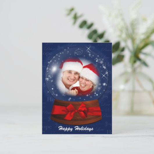 休日の青い雪の地球の写真の郵便はがき シーズンポストカード (スタンド正面)