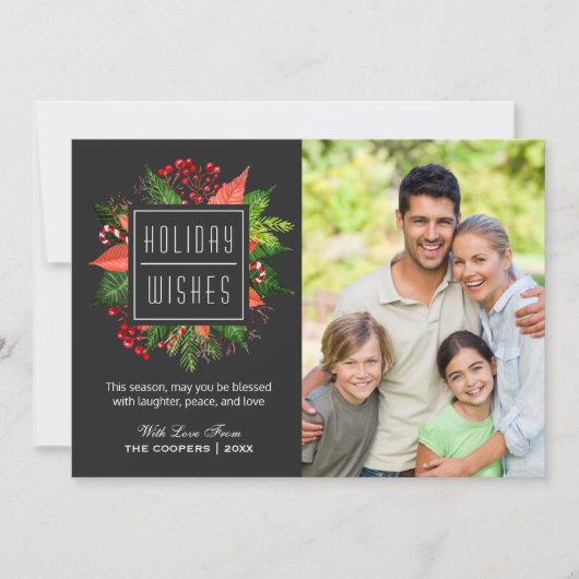 休日の願いとことわざクリスマスファミリーフォト シーズンカード (正面)