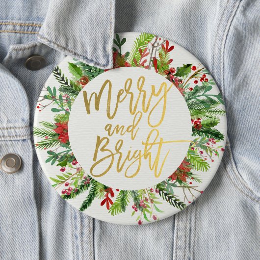 休日の願いと明るいメリークリスマスグリーティング 缶バッジ (インサイチュ)