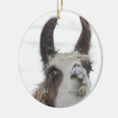休日の鼻の雪を持つクリスマスのラマ セラミックオーナメント (左)