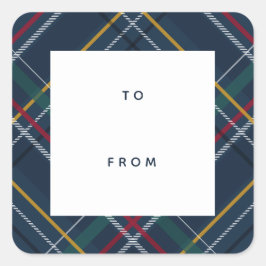 休日のplaidネイビーブルーにギフトから スクエアシール