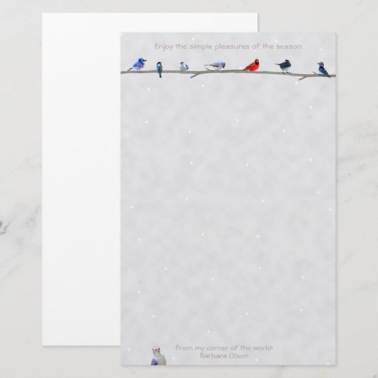 休日のWiinterの鳥: 便箋 (正面/裏面)
