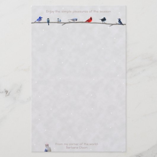 休日のWiinterの鳥: 便箋 (正面)