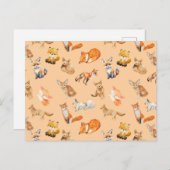 休日はがき – キツネのパターン シーズンポストカード (正面/裏面)