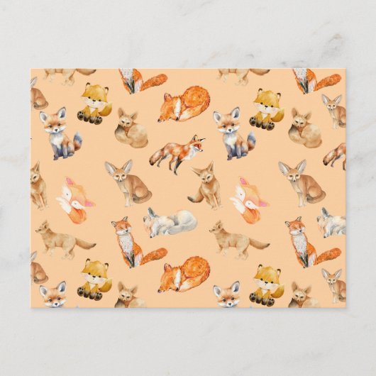 休日はがき – キツネのパターン シーズンポストカード (正面)