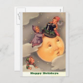 休日はがき：ヴィンテージお洒落ムーン&キッズ シーズンポストカード (正面/裏面)