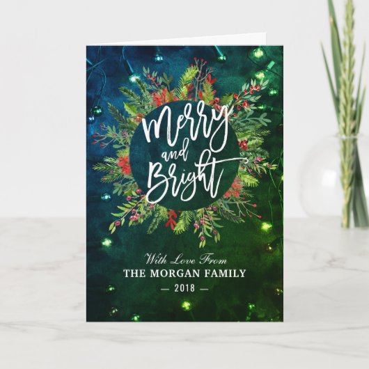 休日はメリーで、明るいクリスマスの挨拶を望みます シーズンカード (正面)