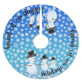 休日は家族、雪の男の家族のトップハットのためである ブラッシュドポリエステルツリースカート