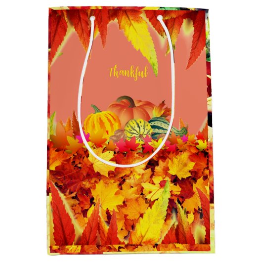 休日は感謝 ミディアムペーパーバッグ (正面)