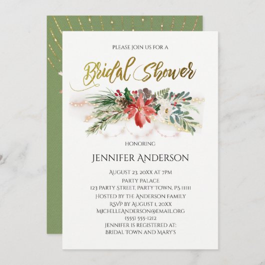 休日は花束のブライダルシャワーをつけます 招待状 (正面/裏面)