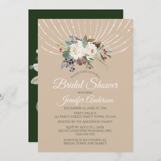 休日は花花束のブライダルシャワーをつけます 招待状 (正面/裏面)