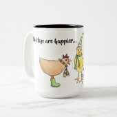 休日は鶏のマグとより幸せです ツートーンマグカップ (正面左)