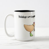 休日は鶏のマグとより幸せです ツートーンマグカップ (左)
