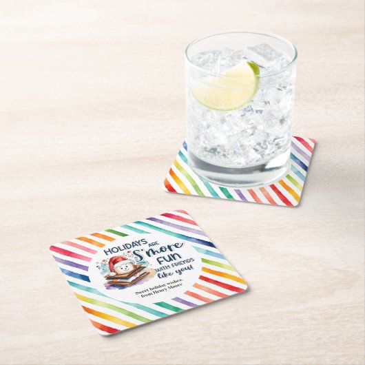 休日は、あなたのような友達とおもしろいである。 スクエアペーパーコースター (インサイチュ)