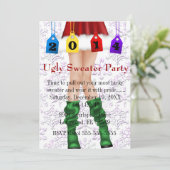休日またはクリスマスの醜いセーターのパーティー 招待状 (スタンド正面)