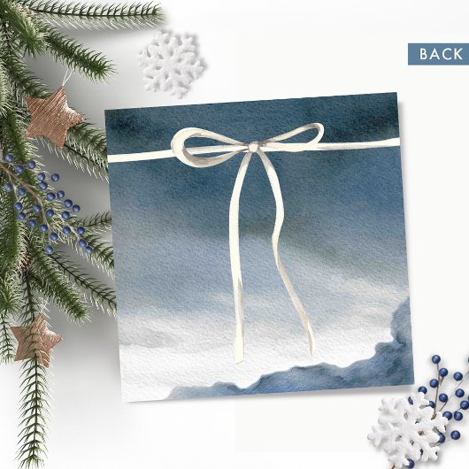 休日またはクリスマスパーティー、素朴ブルーリース 招待状