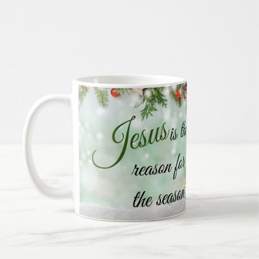 休日イエス・キリストは季節の理由です コーヒーマグカップ (左)