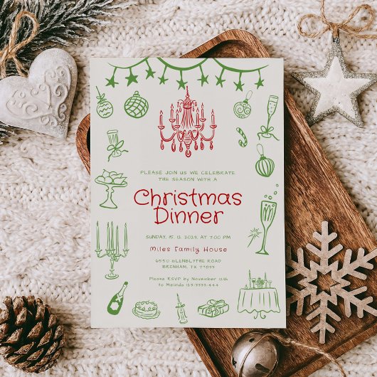 休日イラスト作業パーティー招待状 招待状