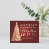 休日エレガントパーティ日付の保存金ゴールド赤 案内ポストカード (スタンド正面)