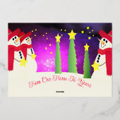 休日エレガント雪だるま 箔シーズンカード (裏面)