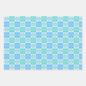 休日オーナメントとビーズデザイントリオ青 ラッピングペーパーシート (正面3)