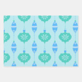 休日オーナメントとビーズデザイントリオ青 ラッピングペーパーシート (正面)