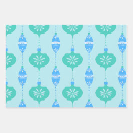休日オーナメントとビーズデザイントリオ青 ラッピングペーパーシート