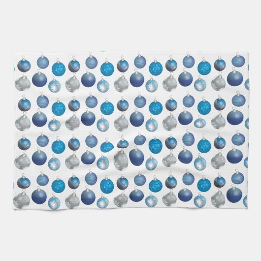 休日オーナメントキッチンタオル – 青 キッチンタオル (横)
