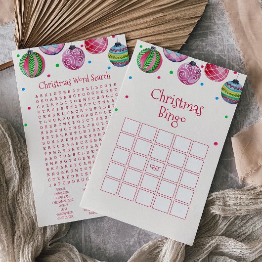 休日オーナメントクリスマスビンゴゲームカード チラシ