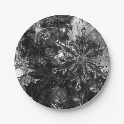 休日オーナメントグレースケール ペーパープレート (正面)